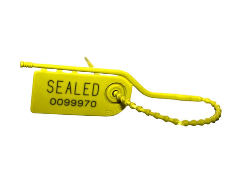 Plastic adjustable length seal-all-seal-yellow