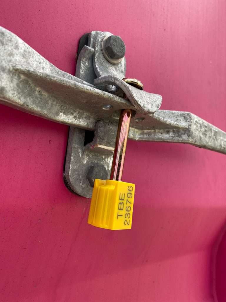 intermodal bolt seal securing intermodal shipping container